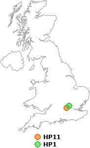 map showing distance between HP11 and HP1