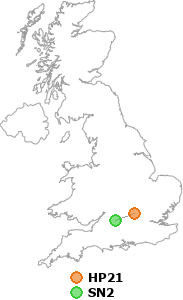 map showing distance between HP21 and SN2