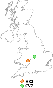 map showing distance between HR2 and CV7