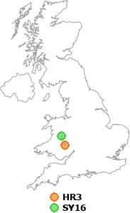 map showing distance between HR3 and SY16