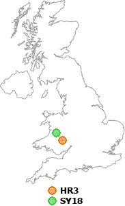 map showing distance between HR3 and SY18
