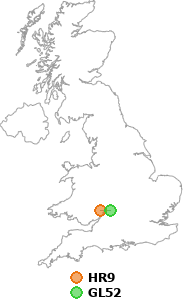 map showing distance between HR9 and GL52
