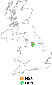 map showing distance between HX3 and HD9