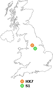 map showing distance between HX7 and S1
