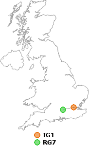 map showing distance between IG1 and RG7