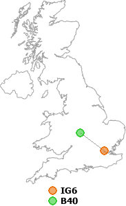 map showing distance between IG6 and B40