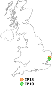 map showing distance between IP13 and IP10
