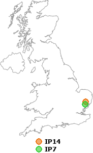 map showing distance between IP14 and IP7