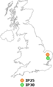 map showing distance between IP25 and IP30