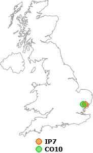 map showing distance between IP7 and CO10