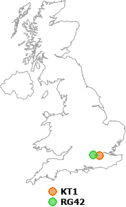 map showing distance between KT1 and RG42
