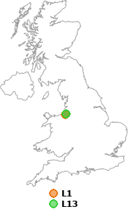 map showing distance between L1 and L13