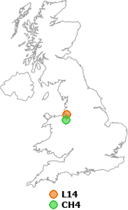 map showing distance between L14 and CH4