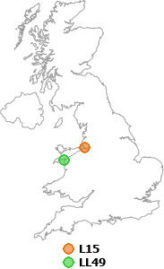 map showing distance between L15 and LL49
