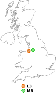 map showing distance between L3 and M8