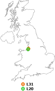 map showing distance between L31 and L20