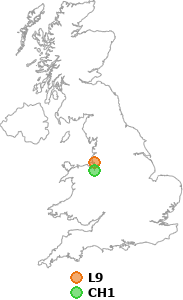 map showing distance between L9 and CH1