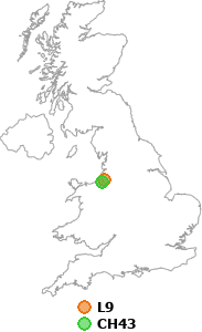 map showing distance between L9 and CH43