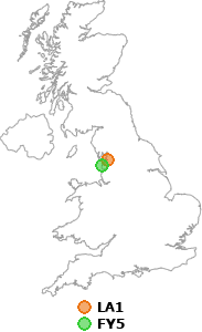 map showing distance between LA1 and FY5