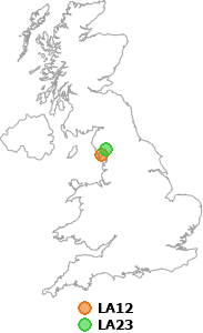 map showing distance between LA12 and LA23