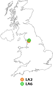 map showing distance between LA2 and LA6