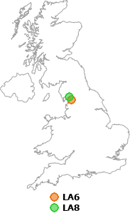 map showing distance between LA6 and LA8
