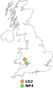 map showing distance between LD2 and NP4