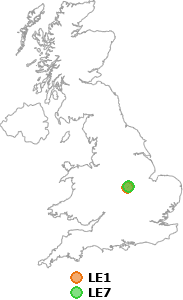 map showing distance between LE1 and LE7