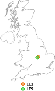 map showing distance between LE1 and LE9