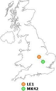 map showing distance between LE1 and MK42