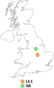 map showing distance between LE1 and S8