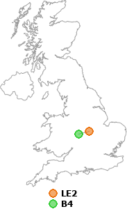 map showing distance between LE2 and B4