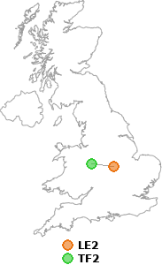 map showing distance between LE2 and TF2