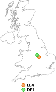map showing distance between LE4 and DE1