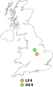 map showing distance between LE4 and DE4