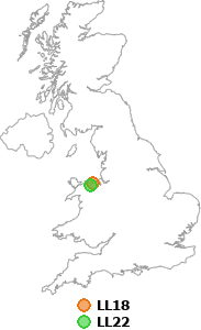 map showing distance between LL18 and LL22