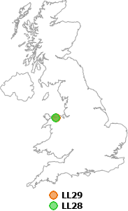 map showing distance between LL29 and LL28