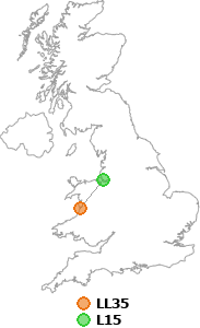 map showing distance between LL35 and L15