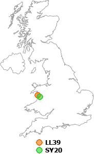 map showing distance between LL39 and SY20