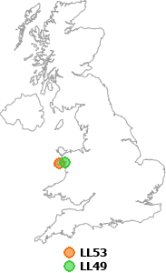 map showing distance between LL53 and LL49