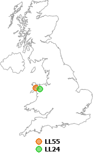map showing distance between LL55 and LL24