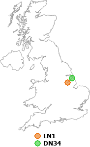map showing distance between LN1 and DN34