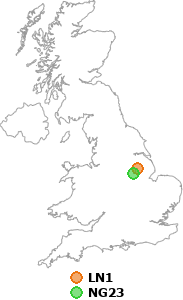 map showing distance between LN1 and NG23
