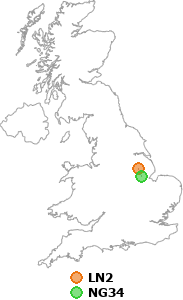 map showing distance between LN2 and NG34
