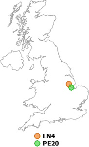map showing distance between LN4 and PE20