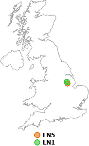 map showing distance between LN5 and LN1