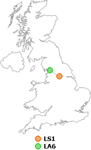 map showing distance between LS1 and LA6