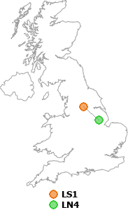 map showing distance between LS1 and LN4