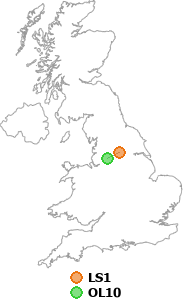 map showing distance between LS1 and OL10