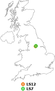 map showing distance between LS12 and LS7